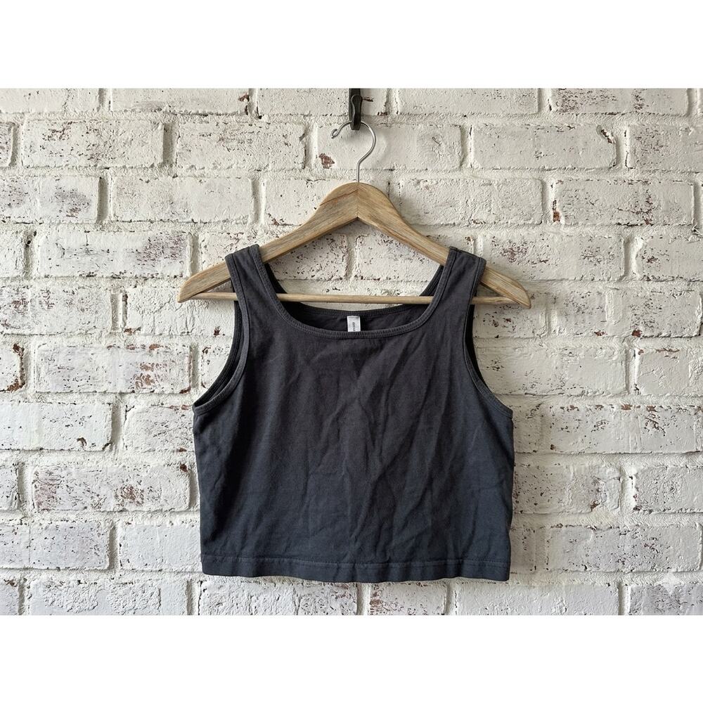 Lived In Look Los Angeles Apparel Black 6.5oz Garment Dye Cotton Crop Tank Top M